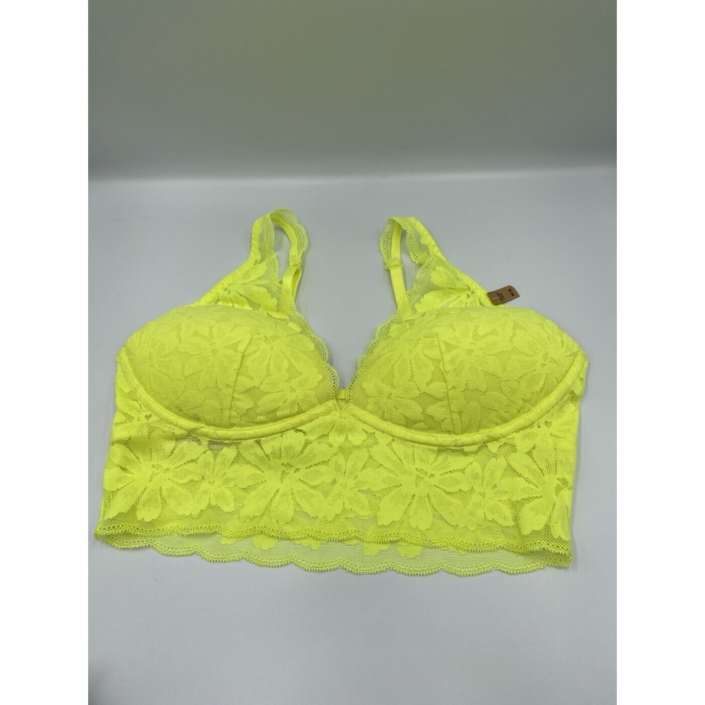 Pink By Victoria's Secret Neon Floral Lace Lightly-Lined Bralette Medium NWT